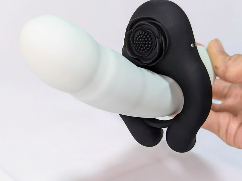 電動バイブ「二奈美」に電動コックリング「ToyCod Abe」を通してみた状態